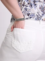 Crochet Trim Denim Capris
