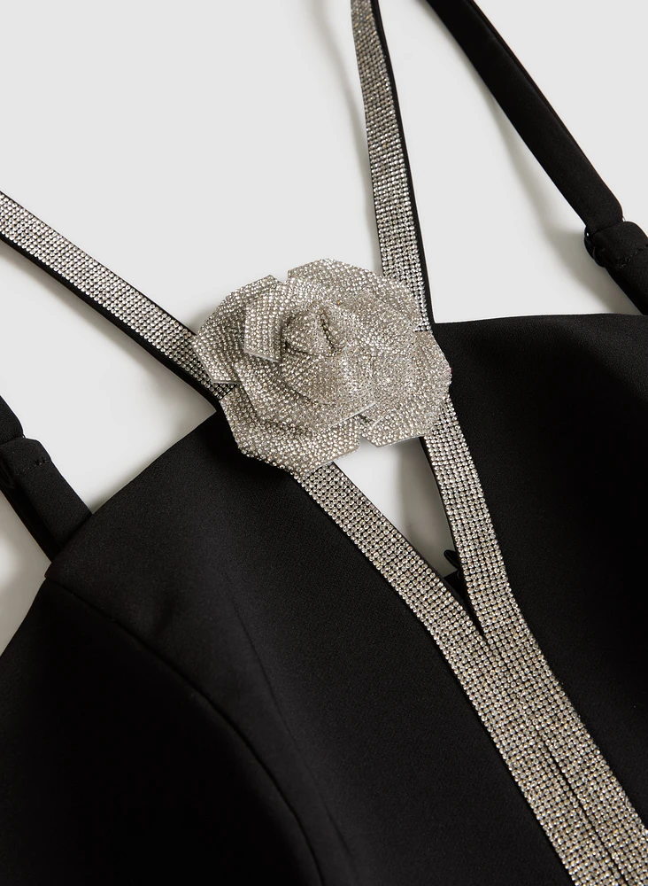 Rhinestone Trim Dress