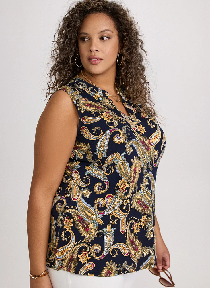 Paisley Split Neck Blouse