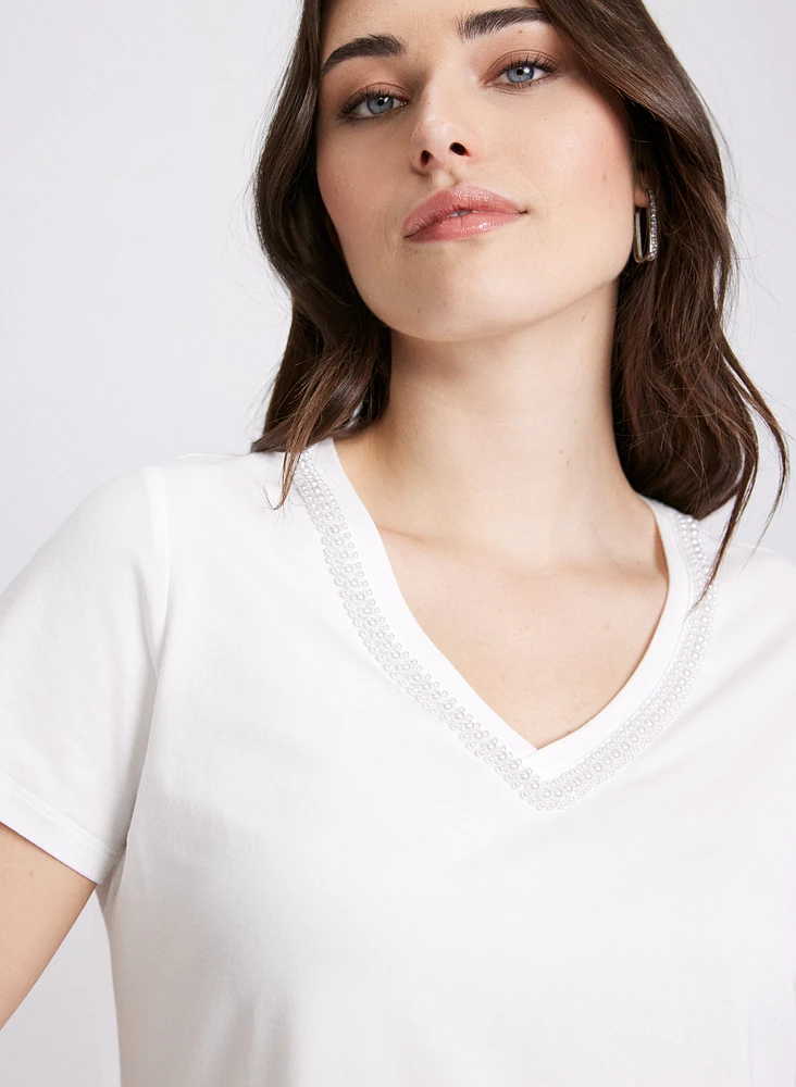 Pearl Detail T-Shirt