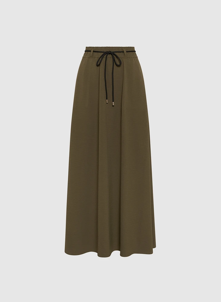 Drawstring Crinkled Maxi Skirt