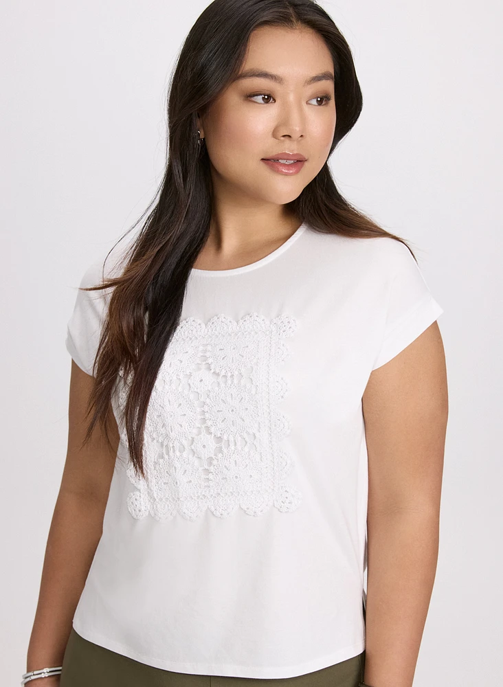 Cotton Crochet Applique T-Shirt