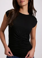 Shirred Solid T-Shirt