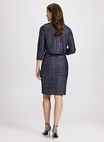 Glitter Knit Dress & Jacket Set - Petites