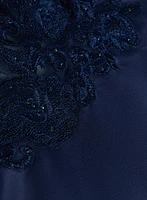 Sequin Detail V-Neck Gown