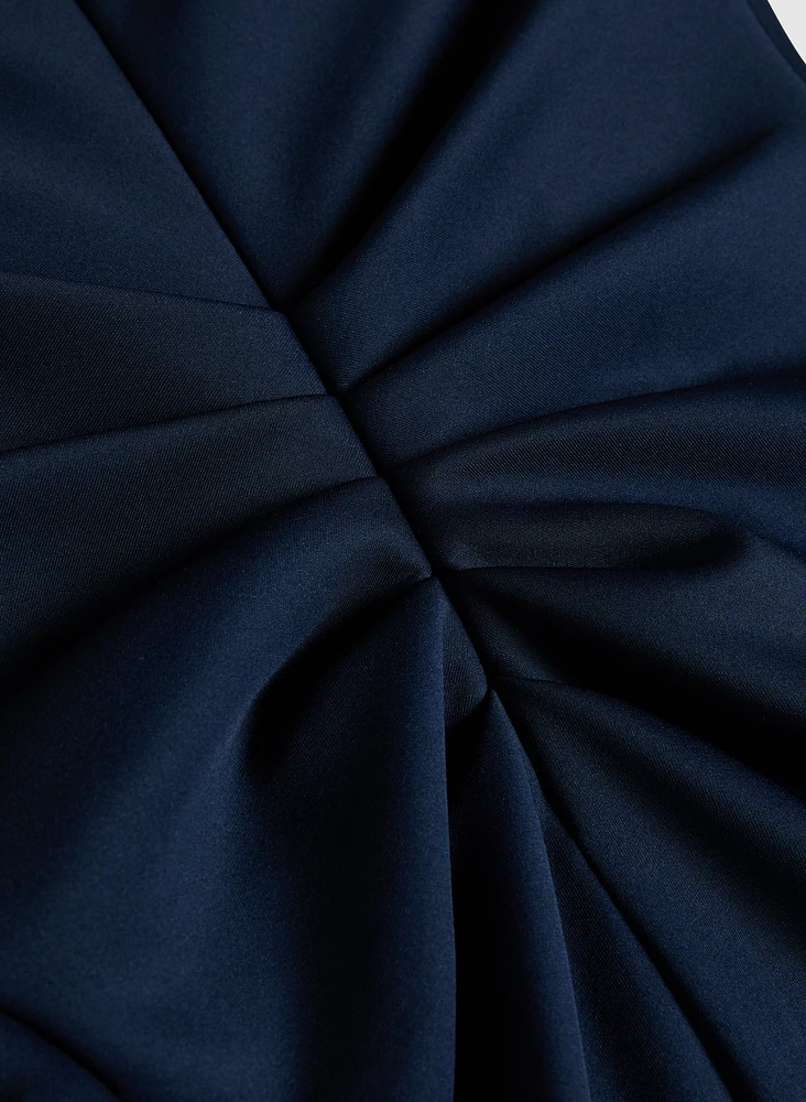 Ruched Waterfall Flounce Dress