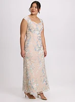 Floral Embroidered Tulle Dress
