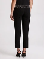 Sofia Rhinestone Trim Slim-Leg Pants - Short