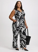 Geometric Print Cross-Neck Jumpsuit