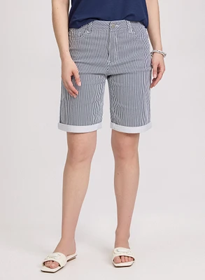 Short en denim rayé