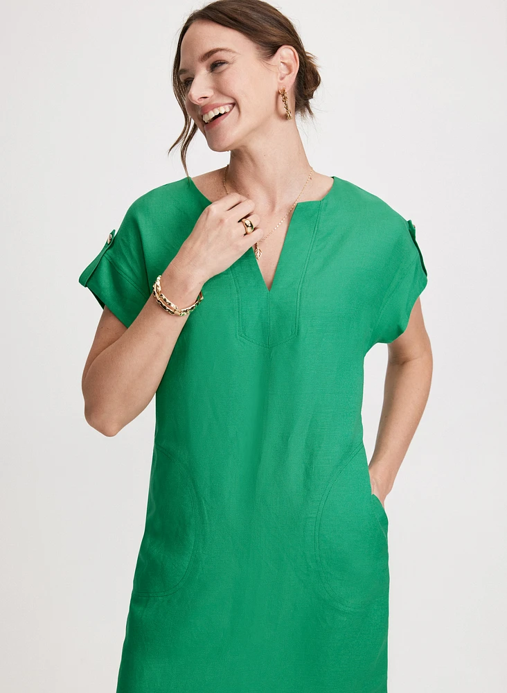 Straight Linen Blend Dress