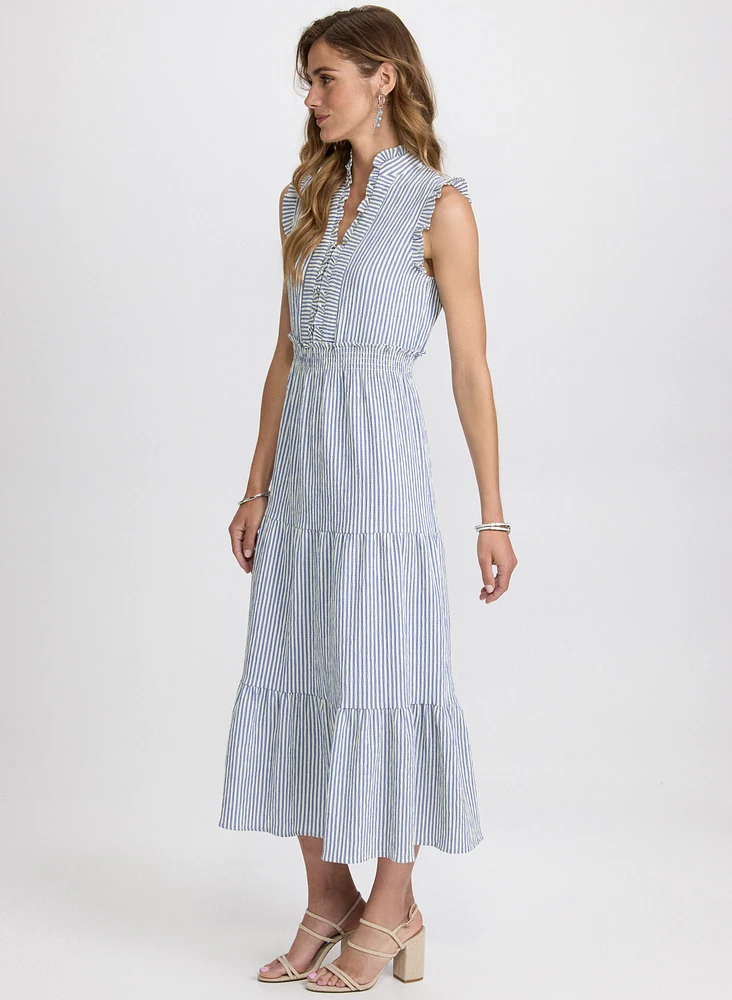 Striped Ruffle Detail Dress