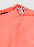 Brooch Embellished Capelet Dress