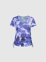 Embellished Leaf Print T-Shirt