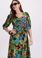 Robe tropical à manches bouffantes