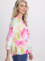 Blouse florale sans col