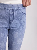 Rose Print Denim Capris