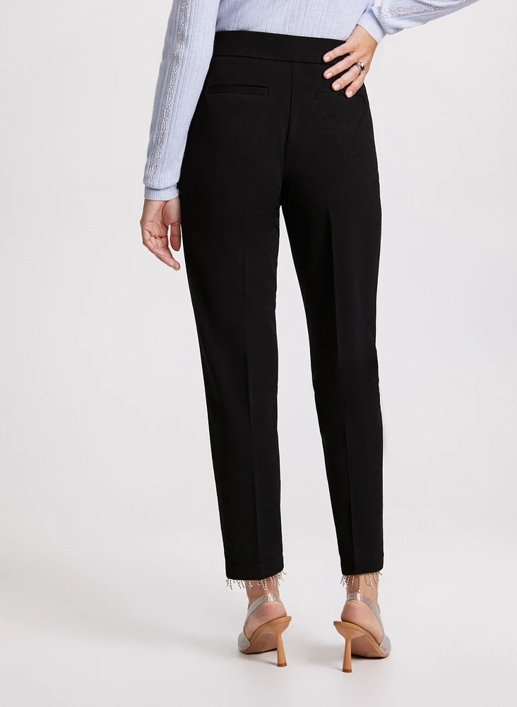 Emma Crystal Fringe Slim-Leg Pants