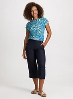 Wide Leg Linen-Blend Capris