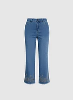 Embroidered Wide-Leg Jeans