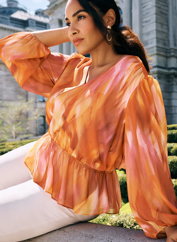 Blouse abstraite à taille élastique