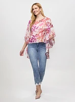 Flared Sleeve Floral Blouse