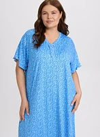 Robe de nuit à pois boutonnée