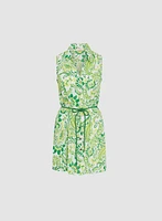 Sleeveless Paisley Button-Down Tunic