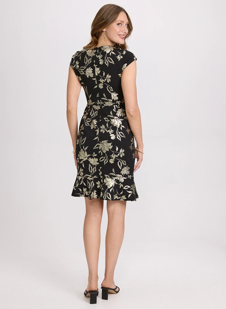 Metallic Floral Dress