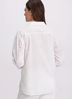 Embroidered Button-Down Blouse