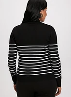 Striped Pearl Button Detail Sweater
