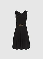 Belted Pleat Detail Dress