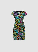 Abstract Print Wrap-Effect Dress