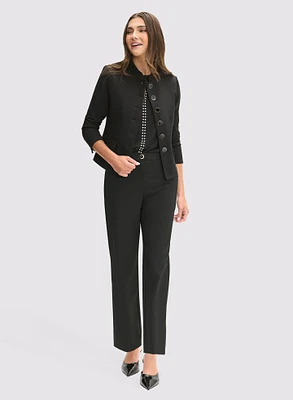 Stand Collar Button-Down Jacket & Mia Straight-Leg Pants
