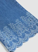 Embroidered Hem Capri Jeans