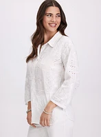 Embroidered Button-Down Blouse