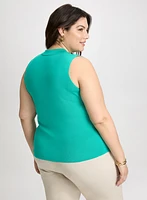 Ribbed Sleeveless Polo