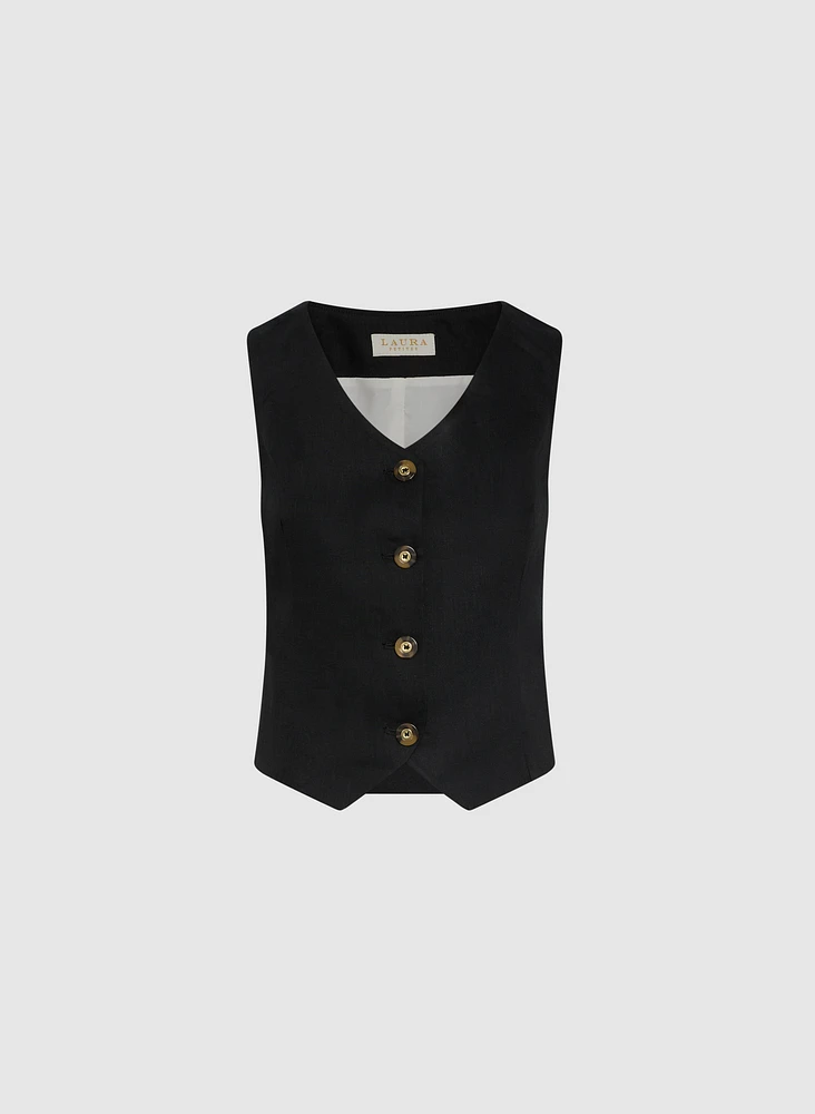 Linen-Blend Vest