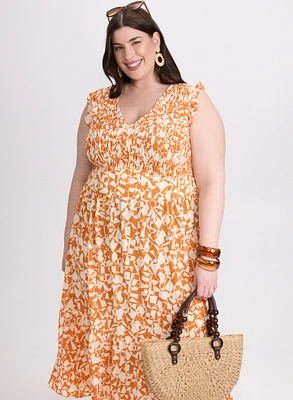 Geometric Smocked Bodice Dress