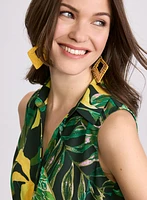 Sleeveless Palm Print Blouse
