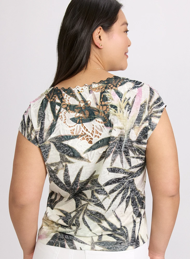 Embellished Palm Print T-Shirt