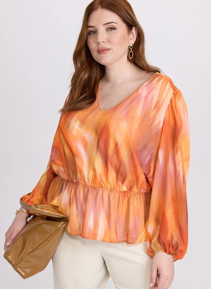 Blouse abstraite à taille élastique