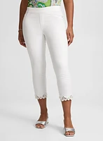 Embroidered Hem Capri Jeans