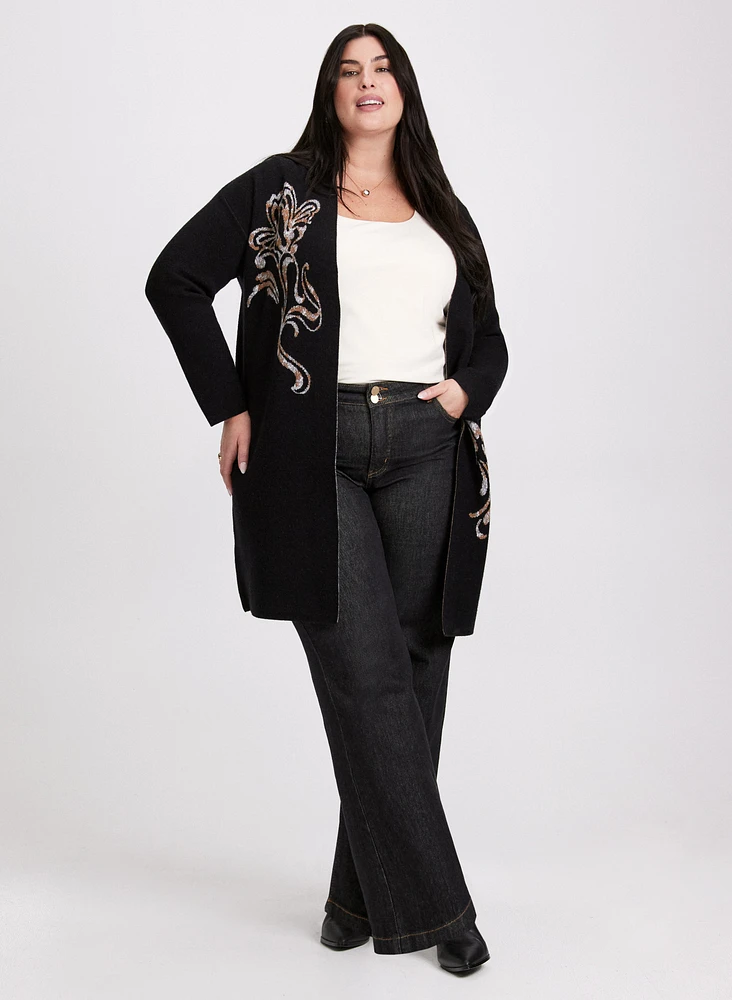 Cardigan à broderie florale
