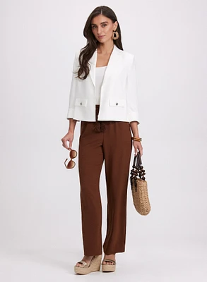 Blazer court et pantalon large à cordon