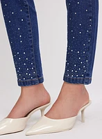Rhinestone Embellished Slim Leg Jeans