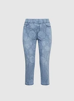 Rose Print Denim Capris