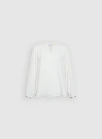 Rhinestone Embellished Keyhole Blouse