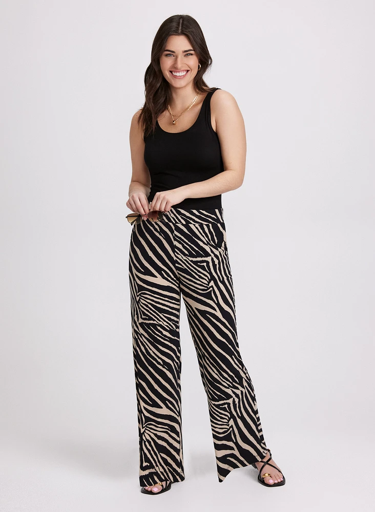 Olivia Zebra Print Wide-Leg Pants