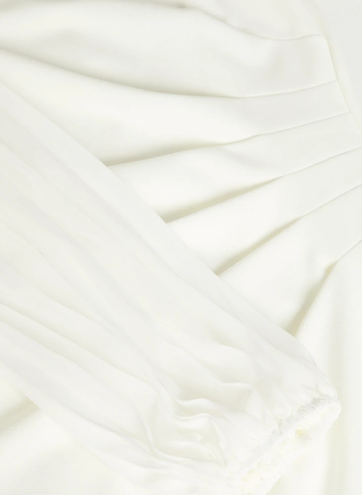 Pleated Sleeves Dress